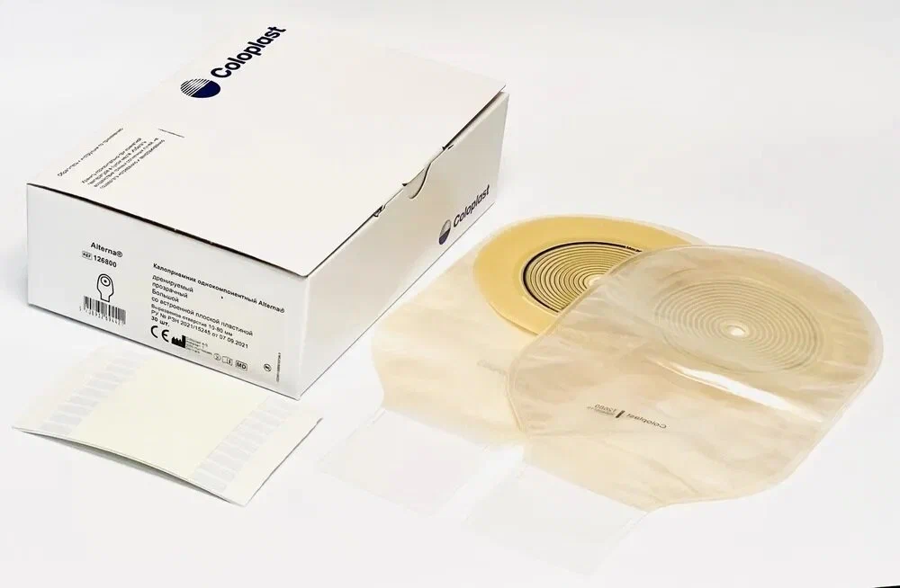 Однокомпонентный дренируемый калоприемник со встроенной плоской пластиной Coloplast  Арт.126800